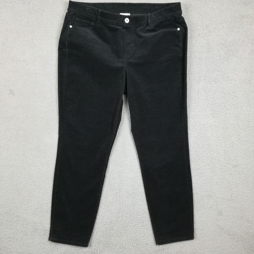 J. Jill Womens Pants Straight Leg Corduroy Black Stretch High Rise L